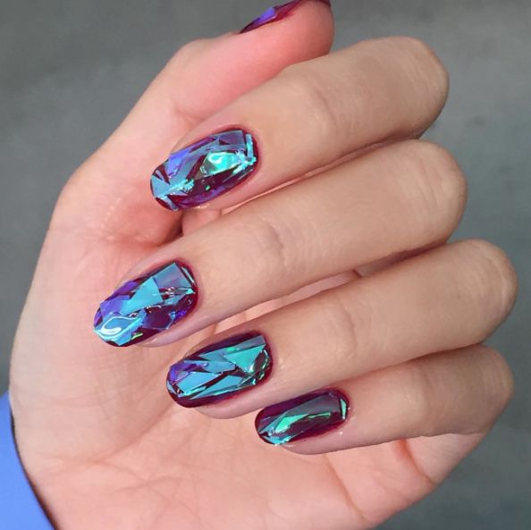 Purple Glass Nails