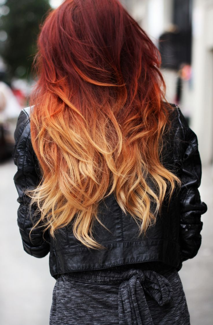 Red to Orange Wavy Hairstyle