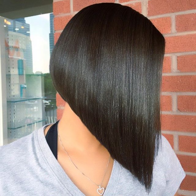 Dark Long Angled Bob Hairstyles