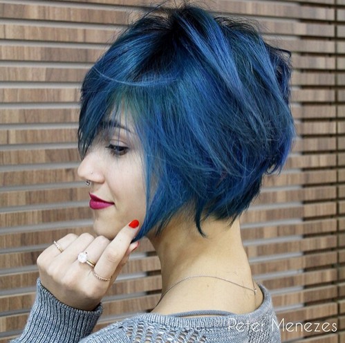 Blue Colored Bob Hairstyle