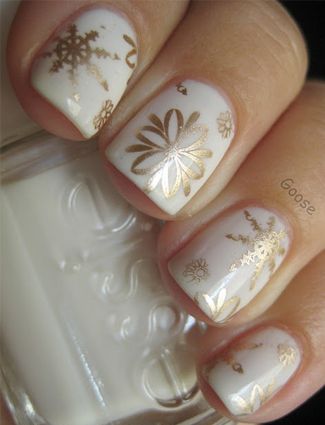 Golden and White Nails