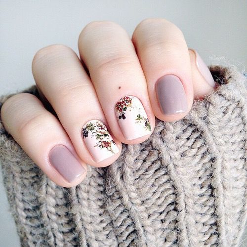 Lavender and White Floral Nails