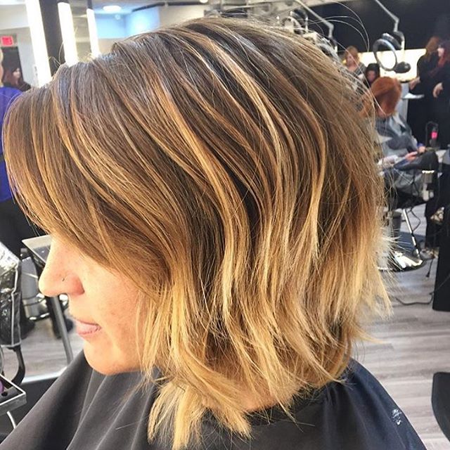 Layered short ombre Messy Bob Hairstyle