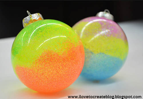 Neon Swirl Glitter Ornaments