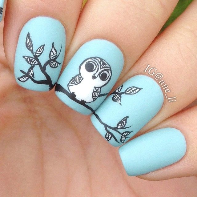 Owl Pastel Nails
