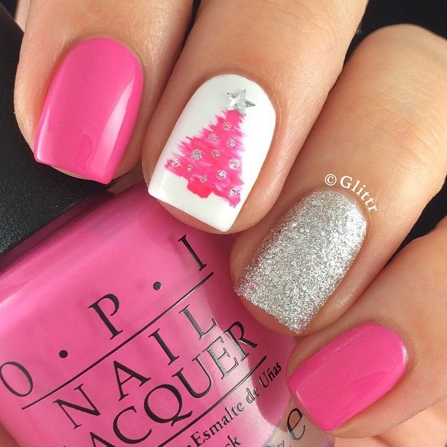Pink and Glitter Nails