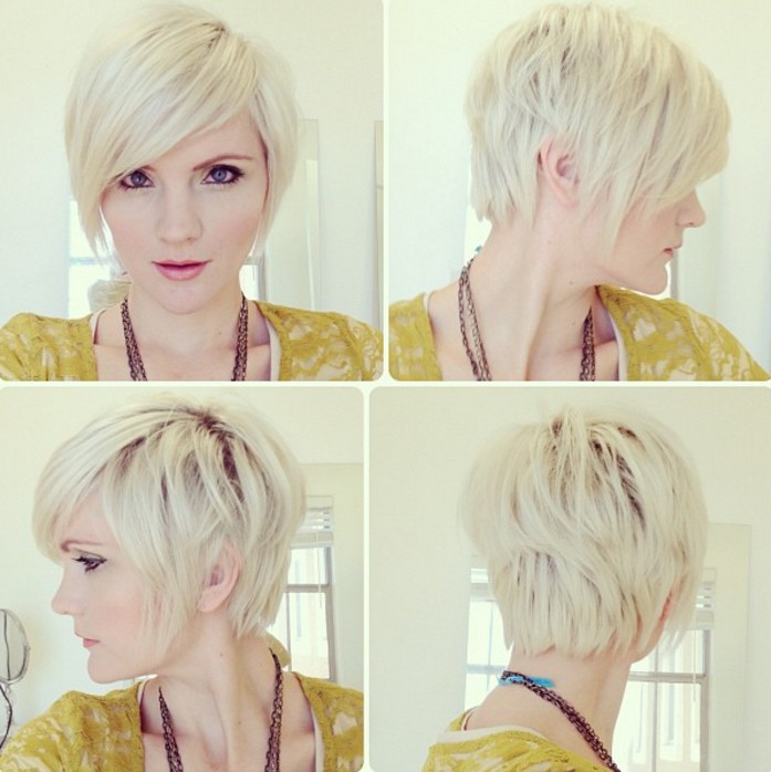 Platinum Layered Pixie with Length at the Nape