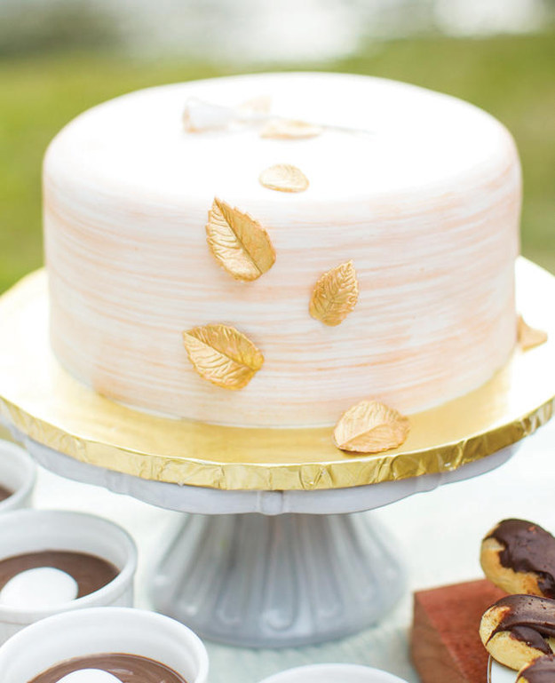 Pretty Cake with Gold Leaves