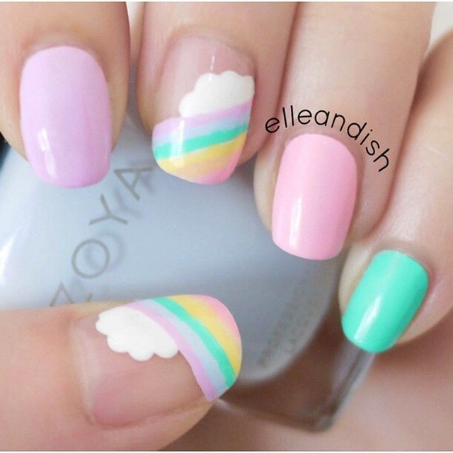 Rainbow Pastel Nails