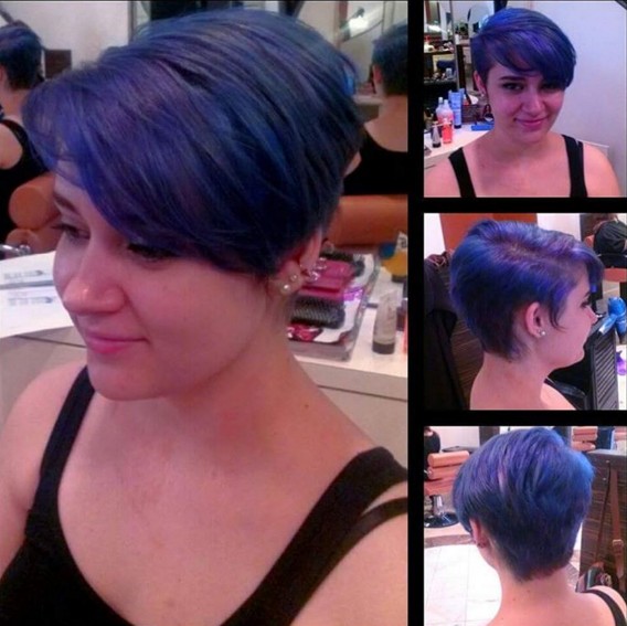 Short Layered Pixie Hairstyle for Blue Hair