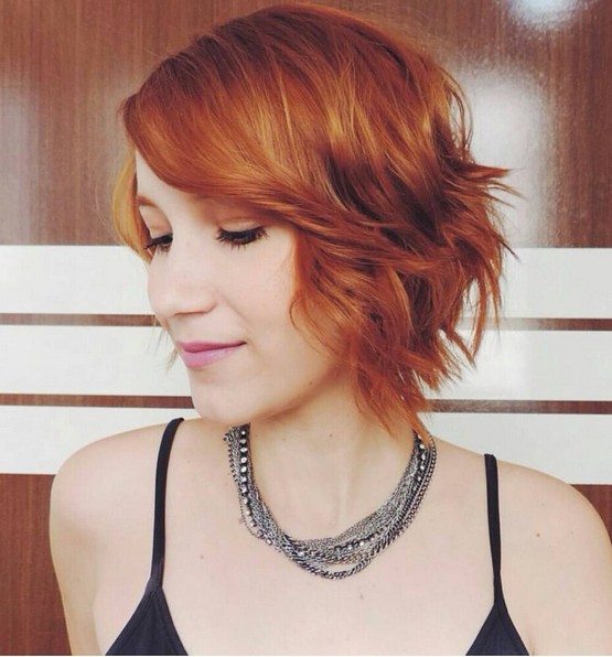 Short Wavy Bob Hairstyle for Red Hair