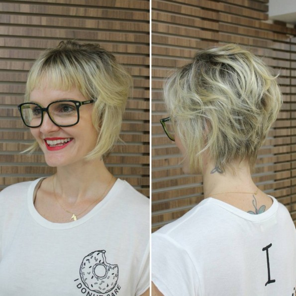 Wavy Bob Hairstyle with Bangs