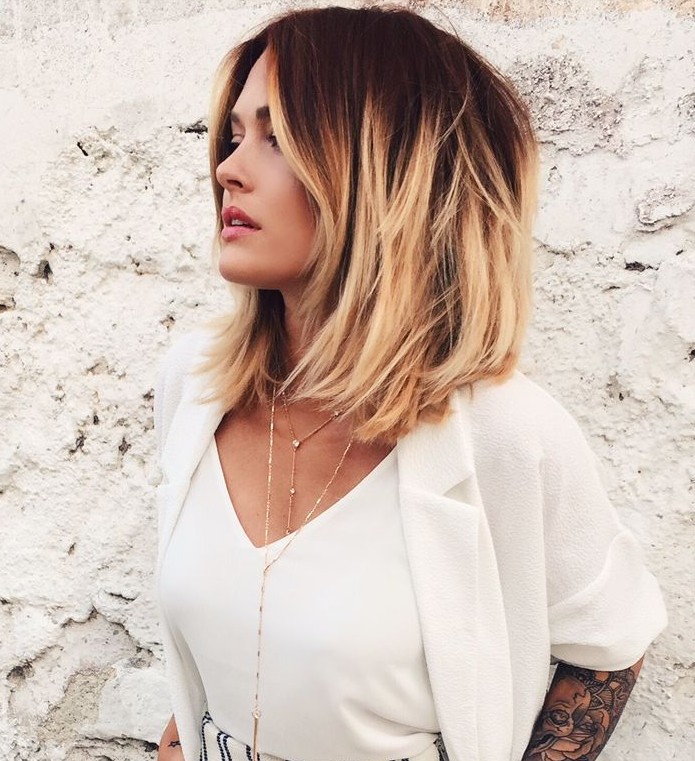 Short dark red to blonde ombre bob hairstyle