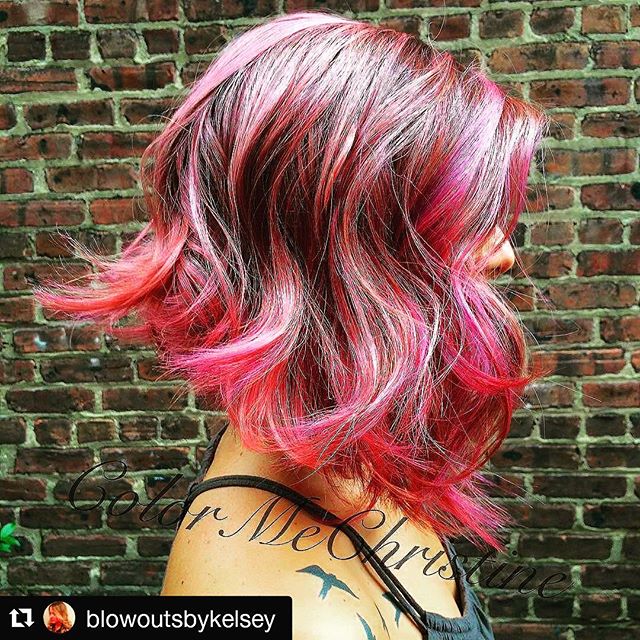 Side view of red wavy bob hairstyle