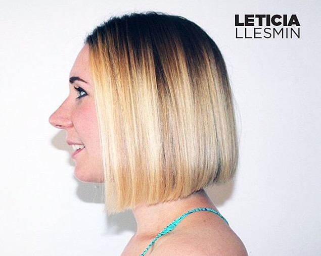 Simple short blunt bob hair style - side view