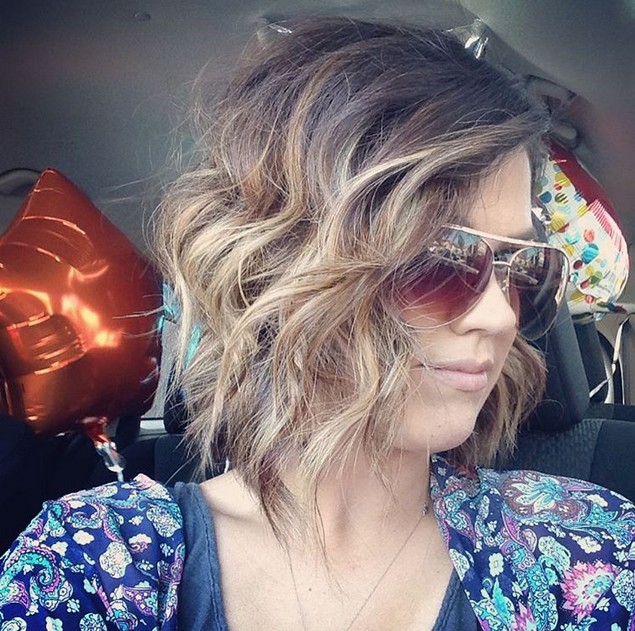 balayage choppy bob hairstyle with waves glasses