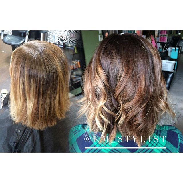 Summer and fall balayage bob cut