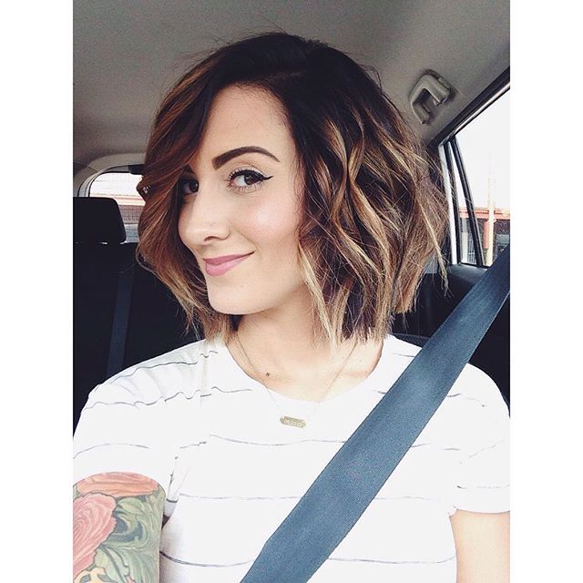 cute short messy bob hairstyle with bangs
