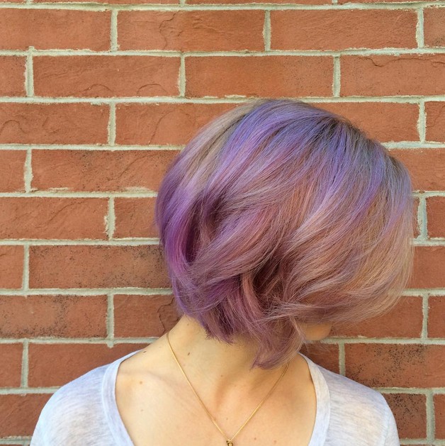 dusty pinks and lavenders - balayage pastel purple hair for short hair