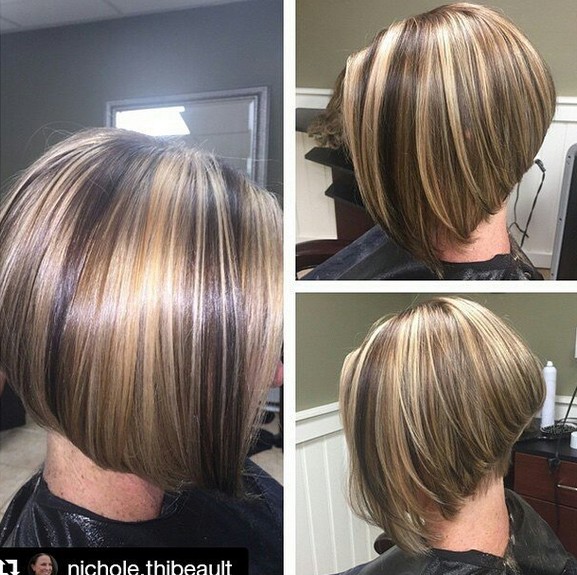 highlighted inverted bob haircut with layers