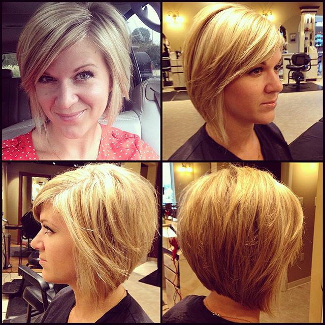 layered inverted bob hairstyle with bangs