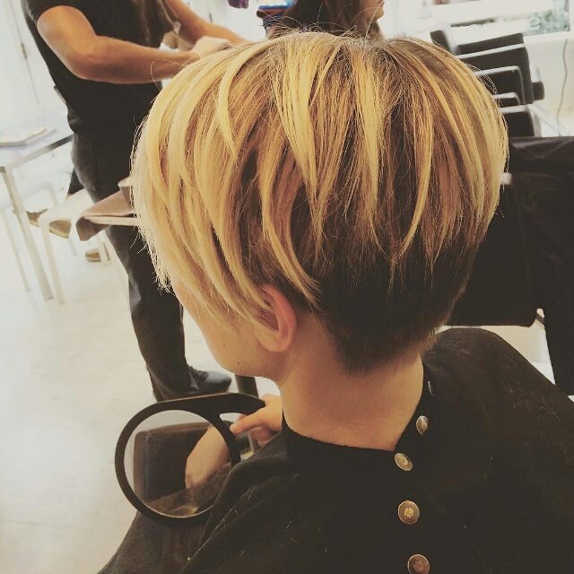 layered pixie cut - ombre pixie cut back view