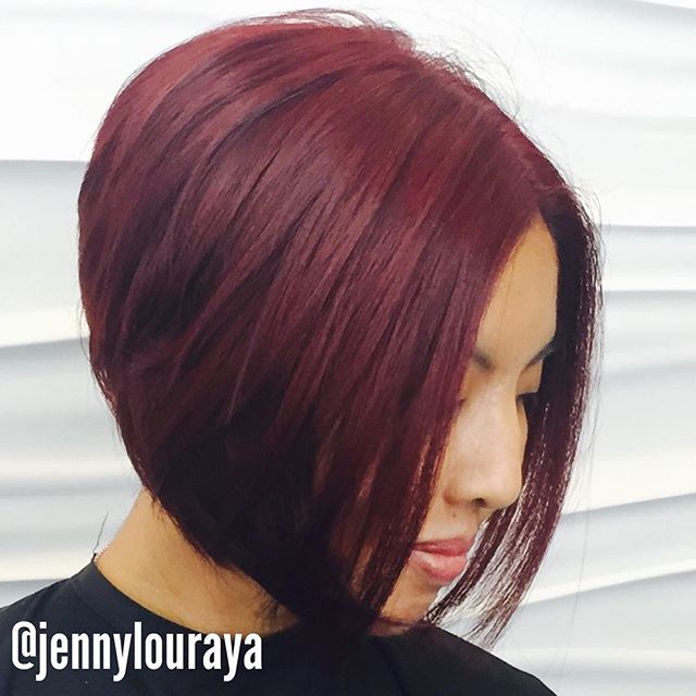 layered red Inverted Bob Hairstyles