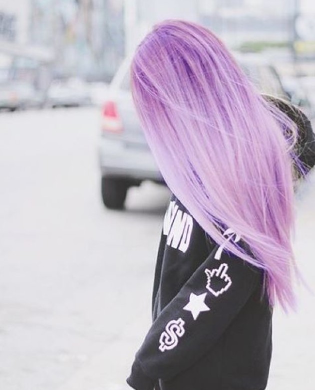 long straight pastel purple hair style for girls