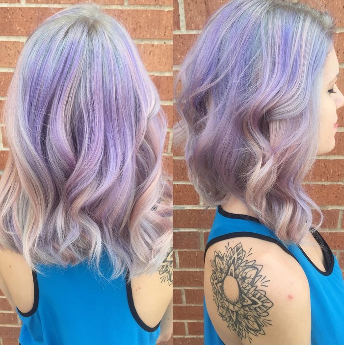pastel hair color ideas - medium pastel purple hairstyle