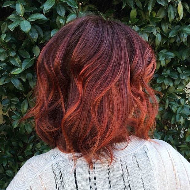 red ombre bob hairstyle back view