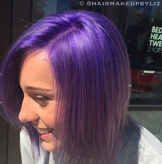 short straight pastel purple bob hairstyle