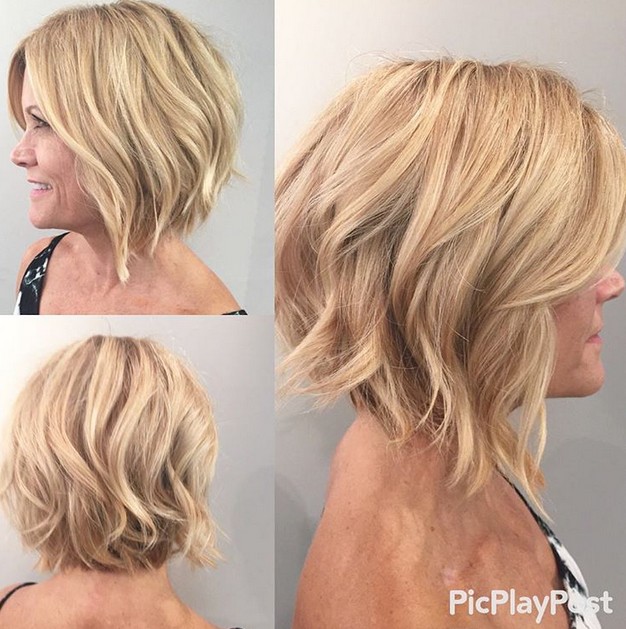 soft wavy graduated bob hairstyle for women over 50