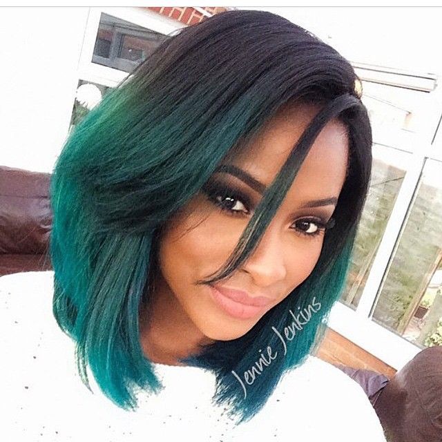 trendy medium ombre bob haircut for thick hair for black women