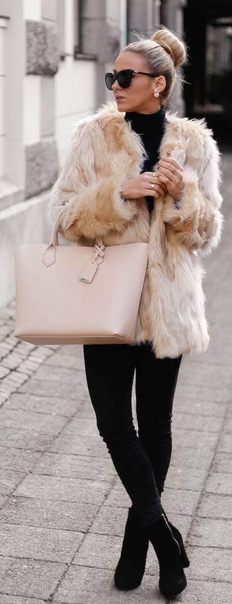 Beige Faux Fur Coat