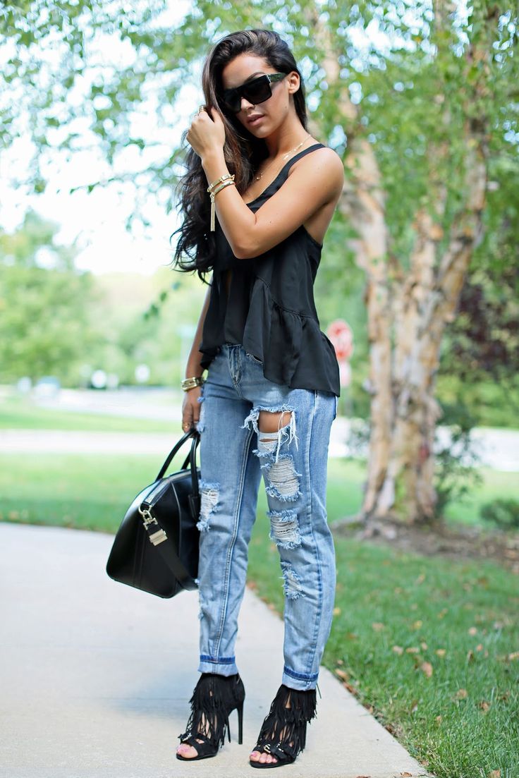 Black Fringe Sandals