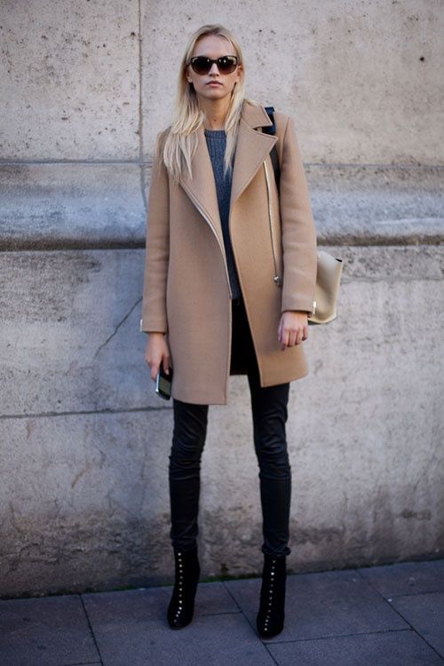 Camel Coat over the Black Outfit