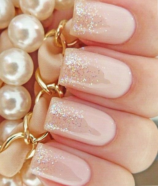 Glitter Pink Wedding Nails