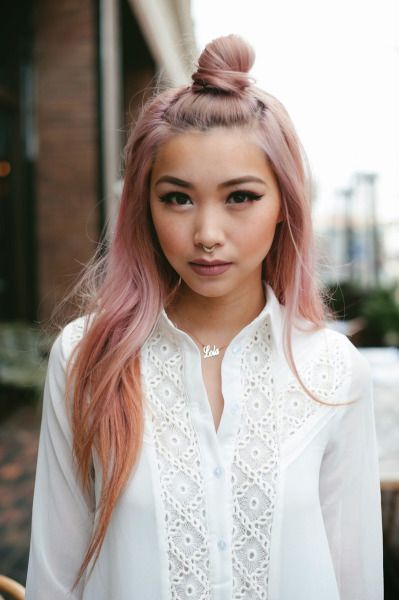 Lovely Pastel Pink Hairstyle for Asian Girls