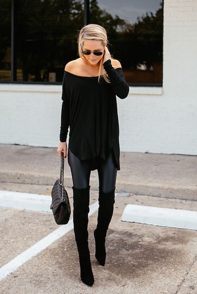 Off Shoulder Tunic and Black Boots