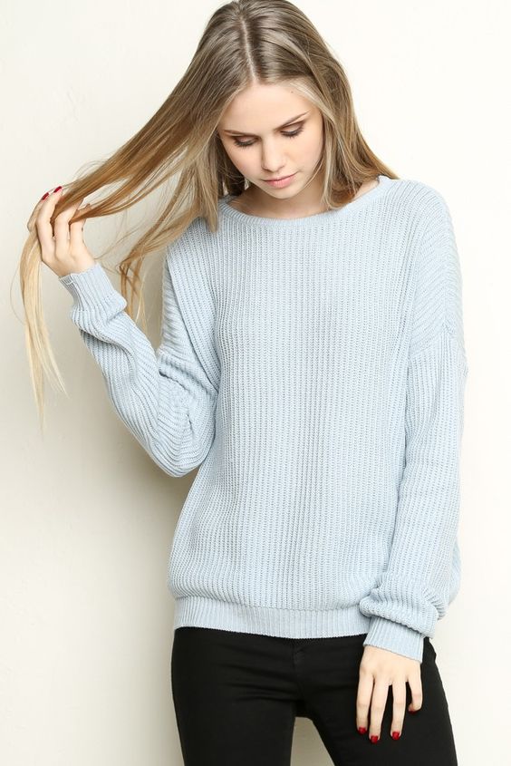 light blue sweater outfit women's