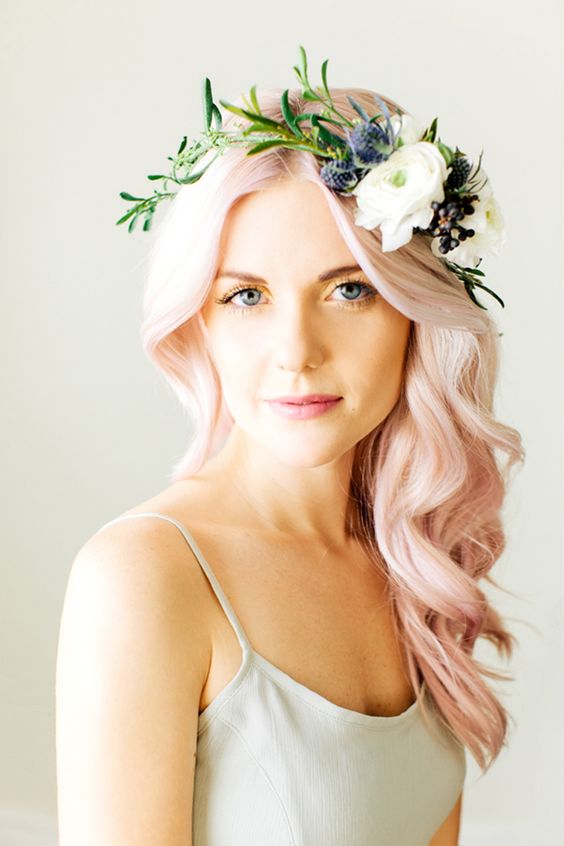Pastel Pink Wedding Hairstyle