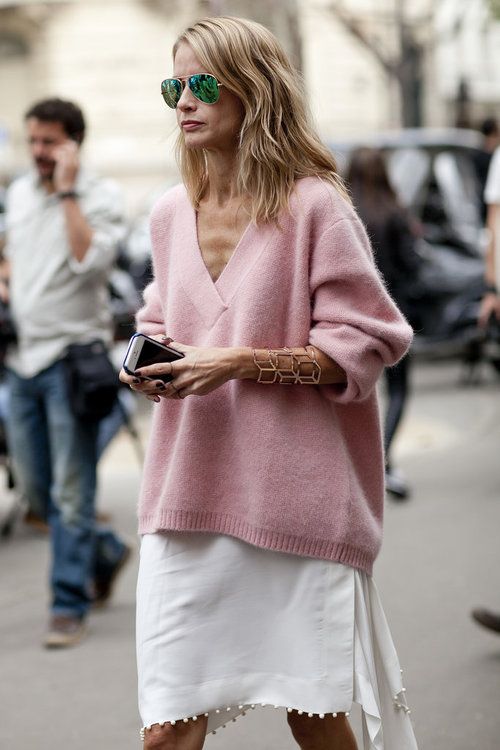 Pink Sweater and Stylish Skirt