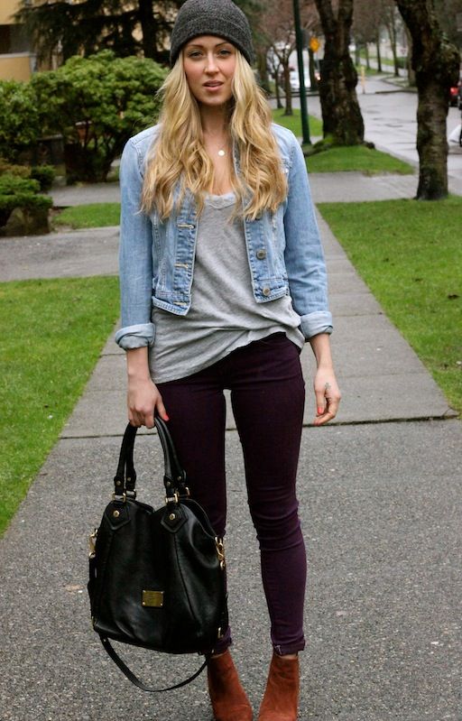 Purple Leggings and Brown Boots