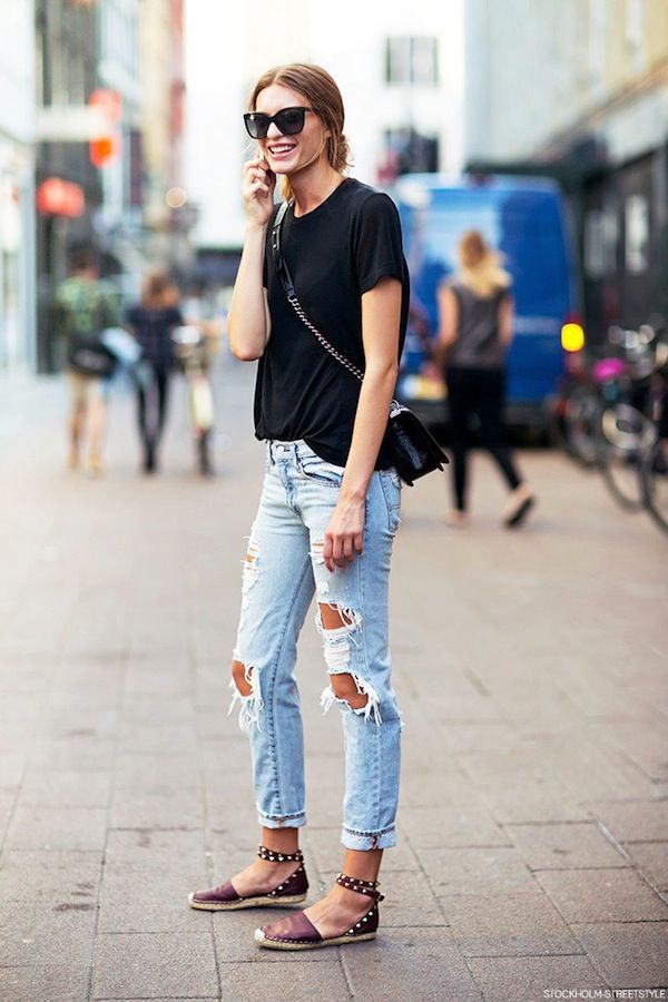 Ripped Jeans and Black Top