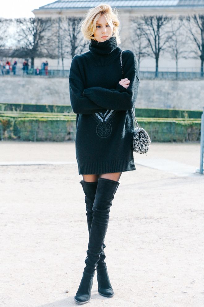 Turtleneck Sweater and Knee-high Boots