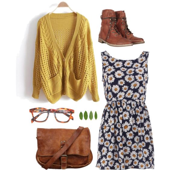 Yellow Cardigan and Floral Dress
