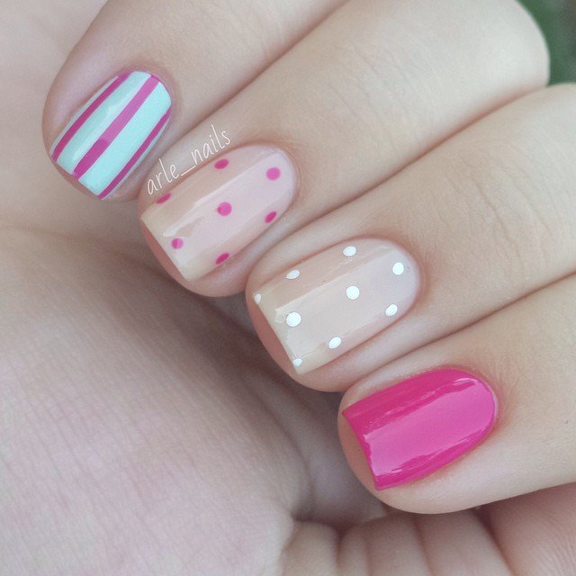 Beige and Pink Nail Design