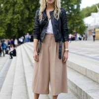 Black Leather Jacket and Culottes