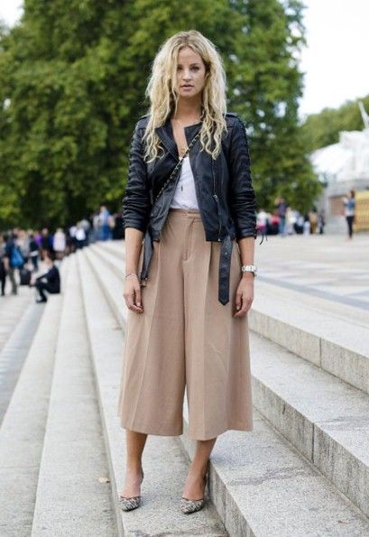 Black Leather Jacket and Culottes