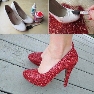 DIY Red Sequined Heels